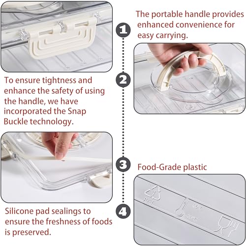 Bandesun Divided Serving Tray with Lid and Handle - Snackle Box Charcuterie Container for Portable Snack Platters - Clear Organizer for Candy, Fruits, Snacks，Nuts - Perfect (Pack of 2) - style: 2 pack compartments small 8pcs