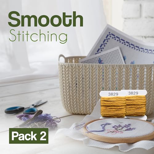 Embroidery Floss Kit and Refills - Cotton Threads - DMC Color Coding for Cross Stitch, String Crafts, Friendship Bracelets - color: 3829 Light Brown
