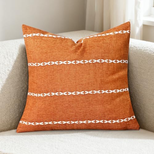Orange Linen Striped Throw Pillow Covers 20x20 Set of 1 - color: Stripe Orange, size: 20" x 20" (Pack of 1)