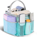 EUDELE Mesh Shower Caddy Portable, 8-Pocket Large Capacity, Quick Dry, Easy Clean, for Beach, Swimming, Gym, Travel - color: Mint Green-Grey