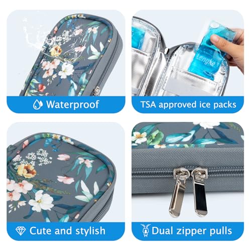 YOUSHARES Insulin Cooler Travel Case - Portable Refrigerated Medicine Case for Insulin Pen, Medication and Diabetic Supplies with 2 TSA Approved Ice Pack - color: Camellia Grey