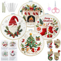 QCCTPUU 4 Sets Christmas Embroidery Kits, Beginner Embroidery Kit for Adults, Cross Stitch Kits for Beginners with Hand Embroidery Tools(Instructions, Needles, Threads - color: 4 Set Christmas