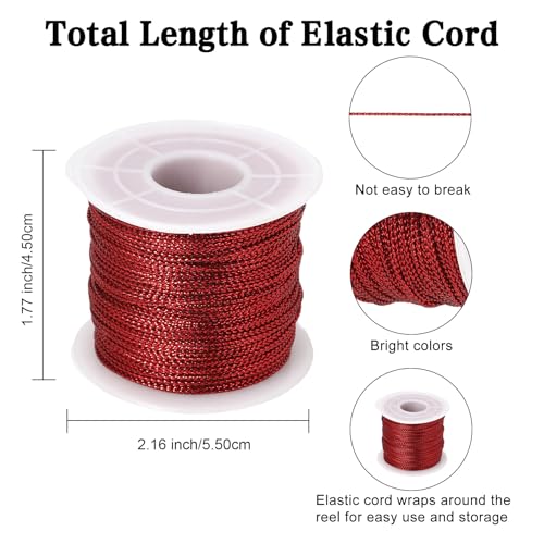 Metallic Cord 218 Yards 1mm Red String Twine Metallic Tinsel Thin Ribbon Rope Red Thread String for Crafts Bracelet Necklace Jewelry Making Gift Wrapping Christmas Ornaments Hanging Decor 2 Roll - style: red