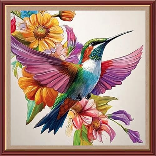 Funchey Counted Cross Stitch Kits for Adults Needlepoint Kits Unprinted Cross Stitching Embroidery Kit 11CT Cross Stitch Supplies& Hummingbird Flowers 18x18 inch - color: DIYCrafts06