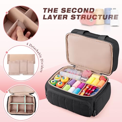 Marscamd Sewing Organizer Bag with Detachable Dividers, Black (Bag Only) - color: Black