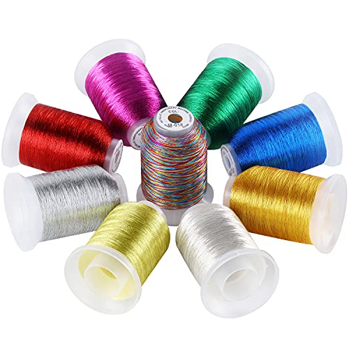 New brothread 9 Basic Colors Metallic Embroidery Machine Thread Kit - color: 9 Metallic Colors -1