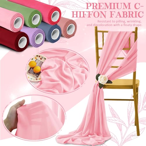 Horbaunal Light Pink Chiffon Fabric by The Yard, 5 Yard Precut Sheer Fabric - color: Light Pink, size: 5 Yards