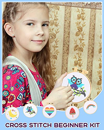 Pllieay Cross Stitch Beginner Kit for Kids 7-13 for Crafts, Christmas Gift