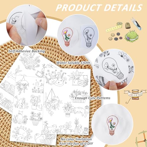 Water Soluble Embroidery Patterns, Stick and Stitch Paper for Sewing - color: Cat 1386