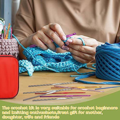 IMZAY Crochet Hooks Set, 54Pack Crochet Needles Set Ergonomic Crochet Hooks - color: Red, size: 54 Pcs
