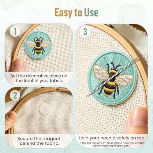 DELLAN 2-Pack Magnetic Needle Minder, Cute Bee Needle Holder - color: Bee&Bee
