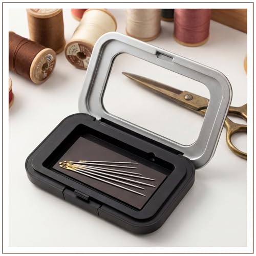 Sewing Needle Case Magnetic Needle Holder Sewings Pin Storage Organizer Box with Clear Lid Needles Keeper for Sewing, Quilting, Crafts Small