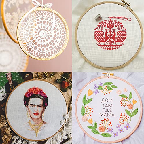 PATIKIL 12 Pieces 12 Inch Embroidery Hoops Round Adjustable Bamboo Circle Cross Stitch Hoop Ring Bulk for Embroidery Art Craft Handy Sewing Decoration - size: 12 Inch