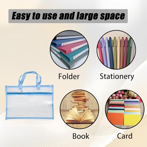 Sewing Project Bag, Art Supply Bag with Zipper & 2 Pocket, Blue