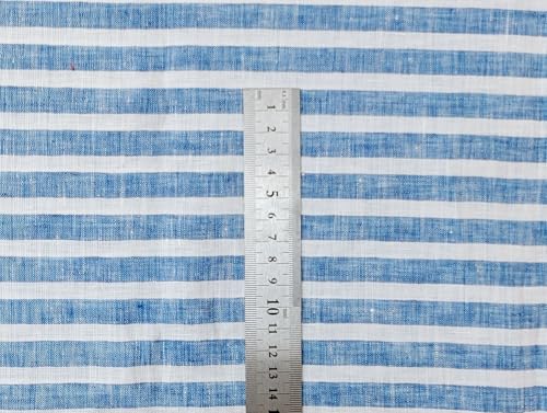 100% Linen Fabric – Lightweight Prewashed – Horizontal Stripe Patterns – Precut Style – Soft & Breathable – 52” Width – by The Linen Lab (Red 6808, 1 Yard pre Cut) - color: Red 6808, size: 1 yard pre cut