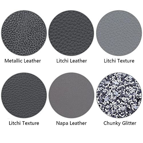 Litchi 6 Pack 8x12 Inch Faux Leather Sheets for Bow Earring, Easy to Cut Vinyl Fabric for Cricut, Durable Fade Resistant Leatherette Without Smell, Dark Gray - color: Dark Gray