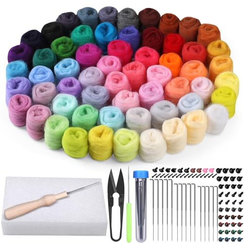Needle Felting Kits Felt Needle Kit Wool Felting Kit 60 Colors Felting Wool - style: Style B