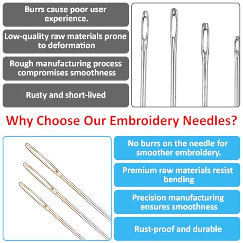 30Pcs Cross Stitch Needles Tapestry Needles 22 & 24 & 26 Large-Eye for Hand Sewing Gauge Blunt Tip Blunt Needle for Cross Stitch and More