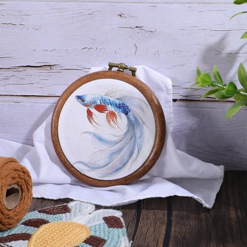 2 Pack Cross Stitch Hoop Imitated Wood Embroidery Frame Embroidery Hoops 3 Inch Round Plastic Embroiderys Hoop for Art Craft Sewing and Hanging Ornaments Decor - size: 3 Inch