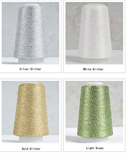 Truevalue 2 Balls Accessory Lurex Yarn, Shining Glitter Metallic Knitting-in Yarn, Sparkle Thread for Knitting and Crochet Sweater Shawl 5000 Yards (Silver Glitter) - color: Silver Glitter