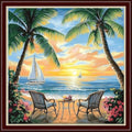 Dimensean Stamped Cross Stitch Kits Full Range of Embroidery Patterns Starter Kits for Beginners Adult DIY Cross Stitches Needlepoint Kits 11CT-Afternoon Tea by the Sea 18x18 inch - color: Arts kits 23