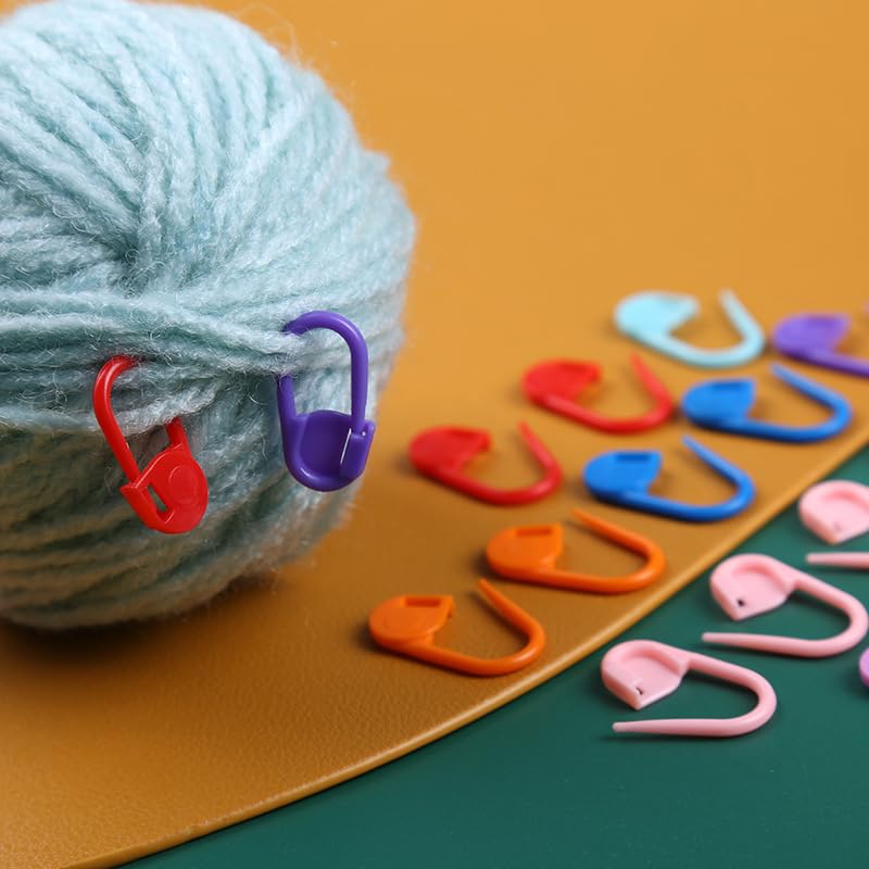 Ubuymart Crochet Ring 5 Pack Knitting Crochet Ring for Finger, with 50pcs(Color Ship Randomly) Knitting Crochet Locking Stitch Markers, Adjustable Crochet Stuff Ring Crochet Accessories- Multicolor - color: Multi-color, size: 5PCS