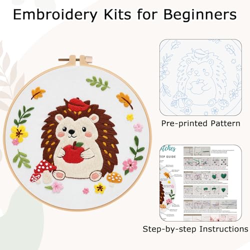 Louise Maelys Hedgehog Embroidery Kit, Cross Stitch Kit for Beginner - color: Hedgehog
