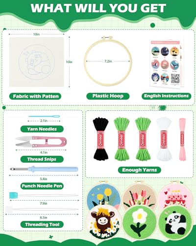FIVEIZERO Yarn Punch Needle Craft Kit for Beginners,Panda Needle Punch Kit - color: Panda