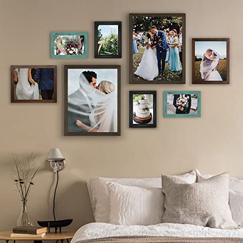 Emfogo 4x6 Picture Frame, Pack of 2 Photo Frame with Real Glass, Solid Wood Rustic Picture Frames 4x6 Display for Wall Decor (Vintage Teal) - color: Vintage Teal, size: 4x6 inch