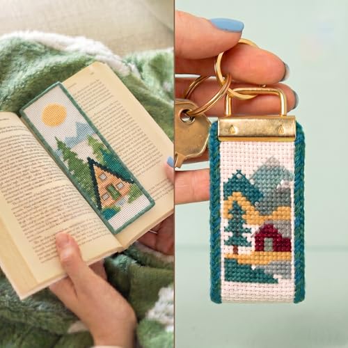 Complete 18 Mesh Needlepoint Canvas Kit for Beginners & Adults, 4 Pcs 12x18 Inch Needlepoint Blank Canvas with Needles, Threads & Markers for DIY Crafts & Gifts