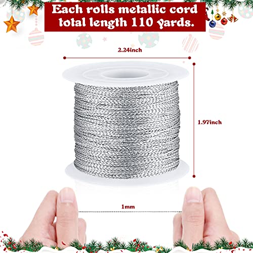 Shappy 440yards x 1mm Metallic Cord Tinsel Rope, Metallic Gold Silver - color: Metallic Gold Silver