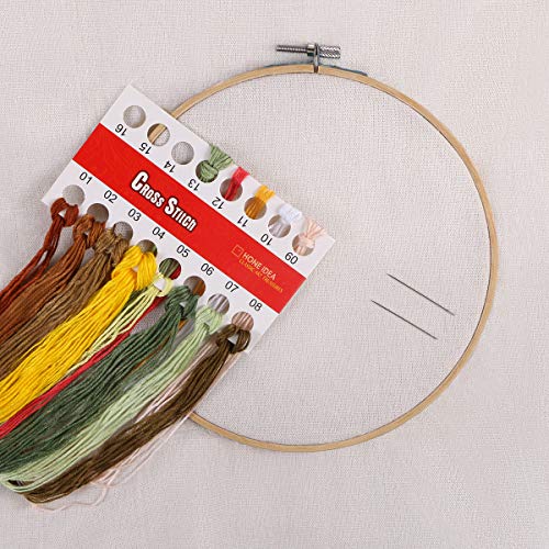 Linen Needlework Fabric, Kissbuty 7 Colors Linen Fabric Cloth for Garment Craft Flower Pot Decoration Embroidery Cross Stitch Cloth, 19.6 by 19.6 Inch (7 Colors)