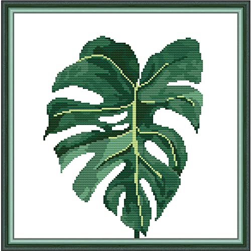Svarog Stamped Cross Stitch Kits Beginners Full Range of Embroidery Patterns Starter Kits for Adult or Kids DIY Cross Stitches Needlepoint Kits 14CT-Green Plant 7， 12.2x12.2 inch - color: Green Plant 7， 12.2x12.2 inch