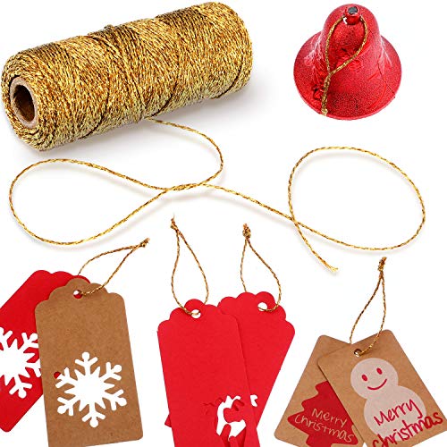 Pangda Christmas Twine Metallic Bakers Wrapping Twine, 1 mm, Gold, Sliver - color: Gold, Sliver, size: 1 mm
