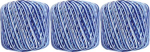 ThreadArt 100% Cotton Crochet Thread Size 10, Variegated Denim Blues - color: VARIEGATED DENIM BLUES, size: SIZE 10 - 3 PACK