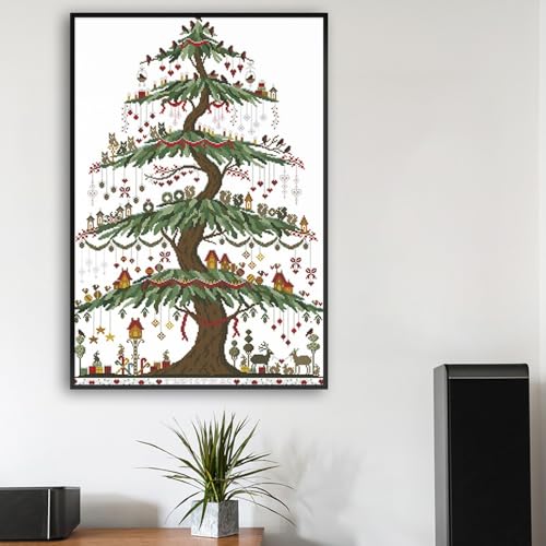Rosyfoxes Cross Stitch Kits Stamped Full Range of Embroidery Starter Kits for Adult DIY- Printed kit Christmas Tree (2)(Printed) 14ct 2-Strands 18.9×26 inches - color: printed kit Christmas tree (2)(printed)14ct 2-strands18.9×26inches
