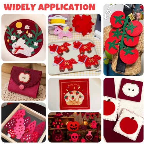30Pcs Stiff Felt Sheets, 1mm Thick Felt Fabric Squares for Sewing & DIY - color: Red Series