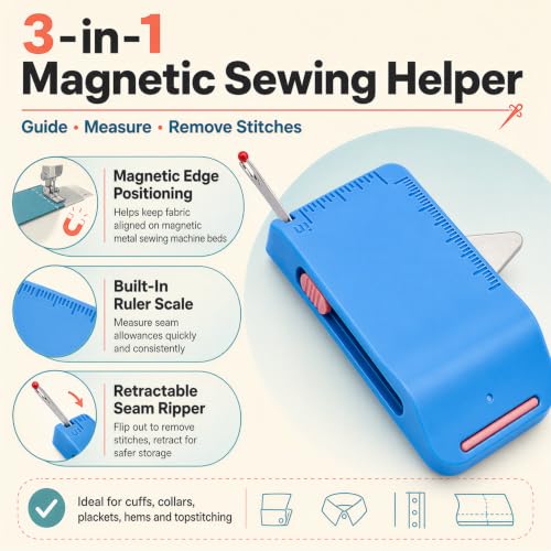 Magnetic Sewing Machine Sleeve Tool,Magnetic Seam Guide for Sewing Machine. - color: Blue