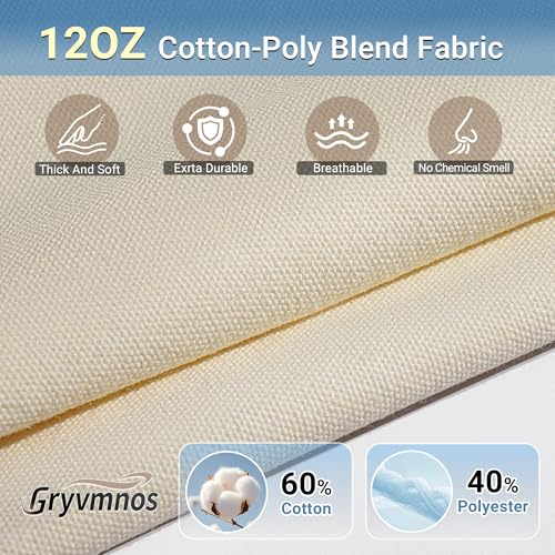 12oz Heavy Duty Cotton Canvas Fabric, Thickend Cotton Duck Cloth, 1 Yard - color: Beige, size: 1 Yard Pre-cut
