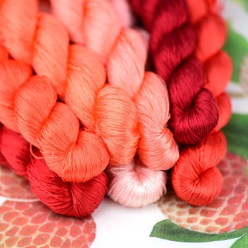 Natural Silk Thread – 13 Colors, 110m Each, Handmade Silk Embroidery Floss for Hand Embroidery, Cross-Stitch, and Needlework Projects - color: 03