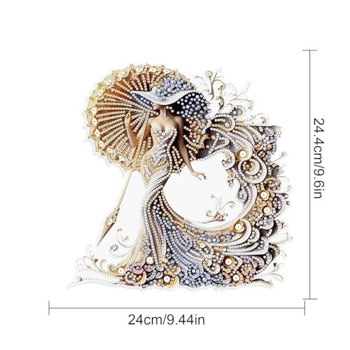 JISHSHAY Diamond Painting Pendant Beautiful Woman Diamond Art Hanging Ornament Gem Art Window Hanging Gem Painting Wind Chimes Mosaic Kits for Adults Windchimes Embroidery Sun Catchers Window Hangers - color: Beautiful Woman 2