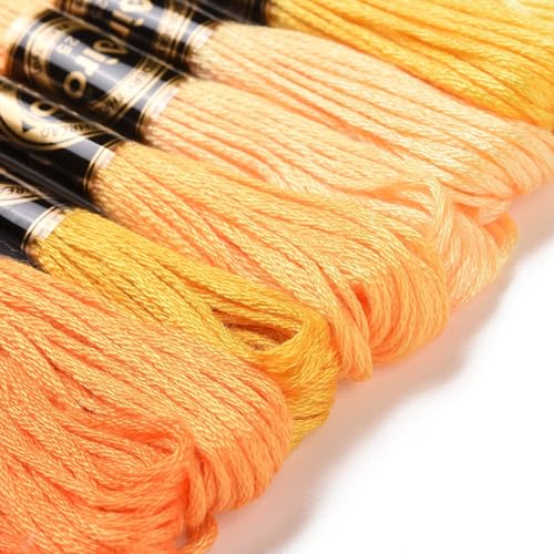 11 Skeins Yellow Cross Stitch Threads 0.5mm Embroidery Floss 6 Ply Polyester Friendship Bracelets Floss Crafts Floss 11 Color 8.75 Yards(8m)/Skein - color: 11 Skeins, Yellow