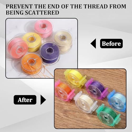 100 Pcs Sewing Bobbin Clips, Colorful Plastic Bobbin Holder Clamps Thread Clips Spool Organizers, Prevent Unwinding Thread Tails for DIY Craft Embroidery Sewing Machine Accessories