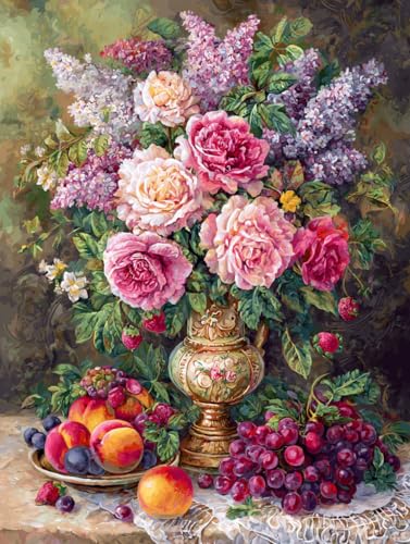Moohue 14ct Counted Stamped Cross Stitch Kits for Adults Flowers Printed Cross Stitch Patterns Art Crafts Cross Stitch Supplies (Flowers 10) - color: Flowers 10