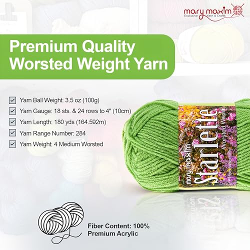 Mary Maxim Starlette Yarn, Soft Acrylic Yarn, 3.5 OZ 180 Yards, Apple Green - color: Apple Green