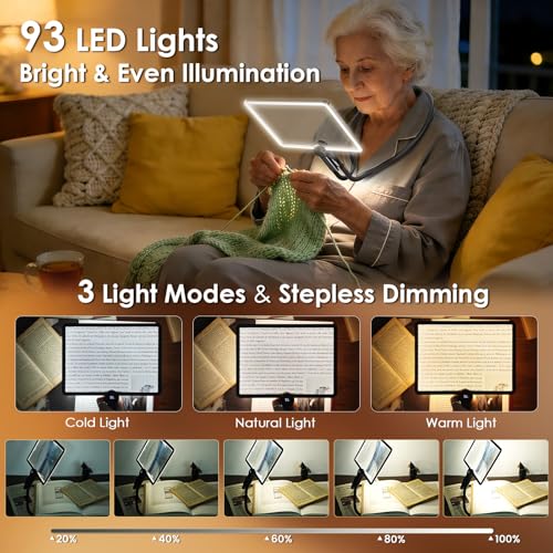 5X Page Rechargeble Hands Free Neck Magnifying Glass with Light for Reading