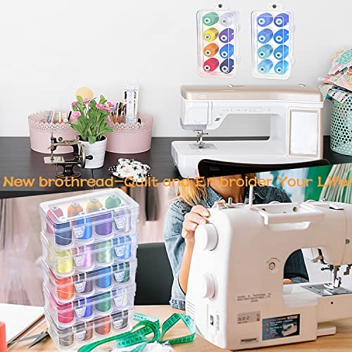 New brothread 8 Spools Embroidery Machine Thread with Box -4xBeige+4xBrass - color: Beige+Brass