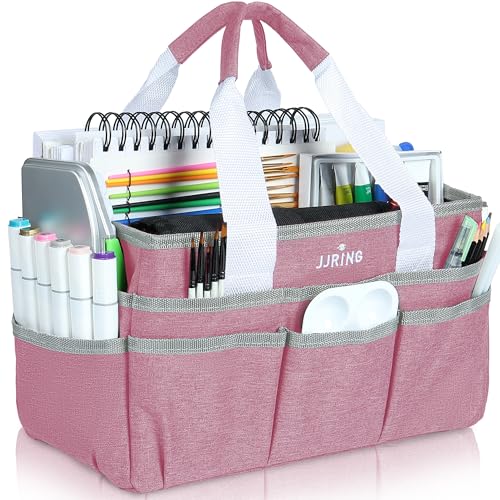 JJRING Craft Organizer Tote Bag Art Storage Caddy Pink - color: Pink, size: Small