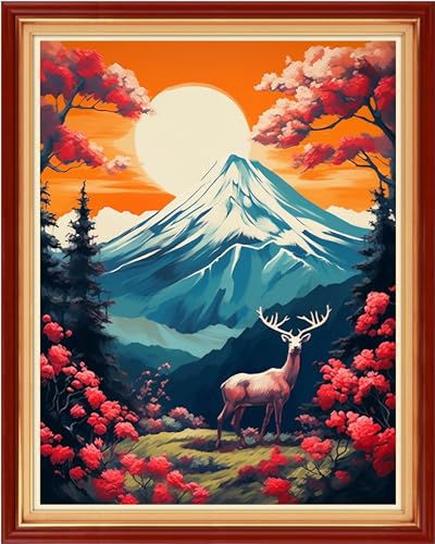 Dooxvey Cross Stitch Kit for Adult Beginners - Full Range of Stamped Kits - 11CT Cross Stitch Patterns - Snow Mountain Sunrise - 16x20 inch - color: Manual Arts 03
