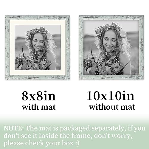 AEVETE Picture Frame 10x10 Light Green Photo Frame Rustic for Wall and Desk - color: Rustic Green, size: 10x10